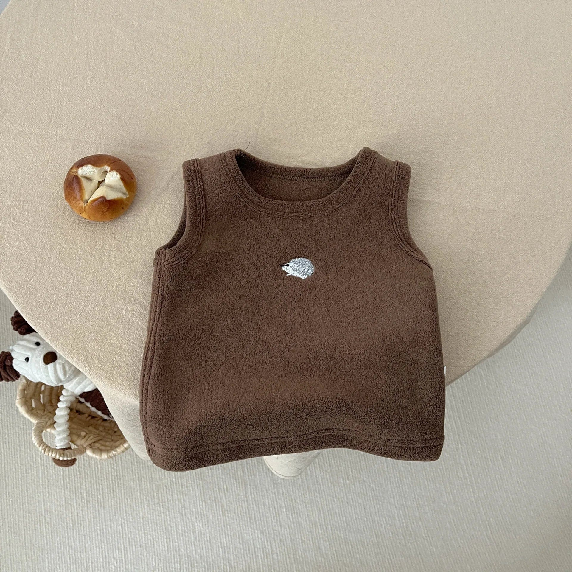 brown / 6M Velvet Thick Sleeveless Tops