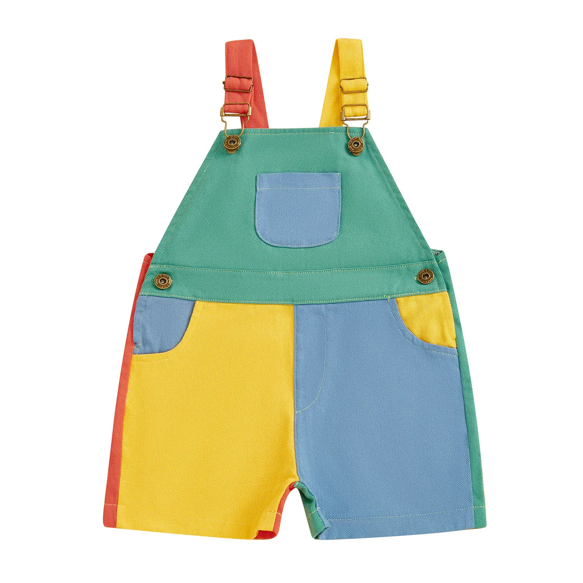 Green / 12M Vibrant Contrast Color Toddler Overalls Shorts