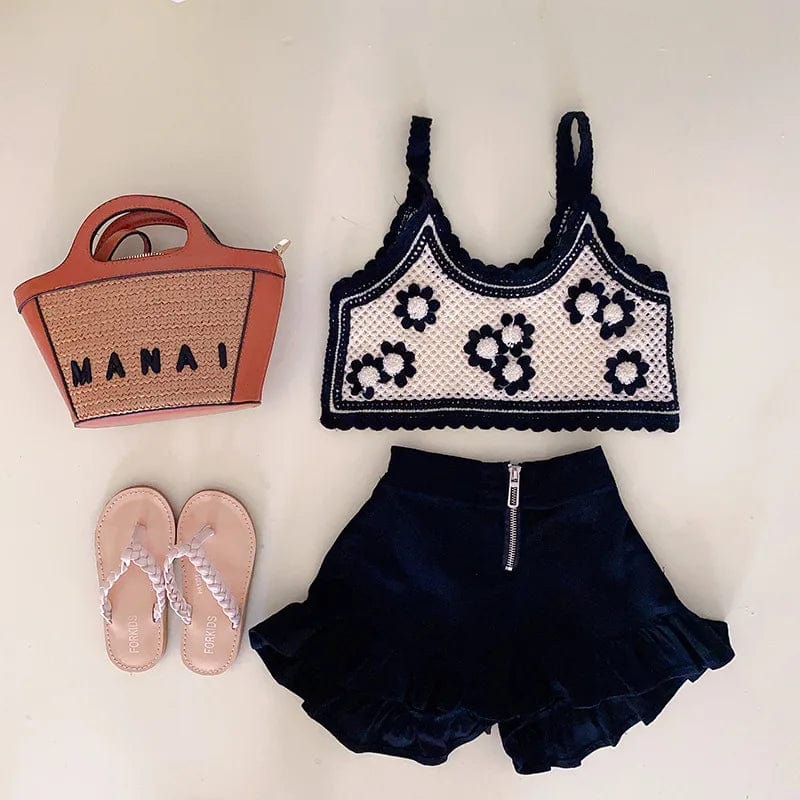 Vintage Crochet Knitted Sleeveless Vest Set