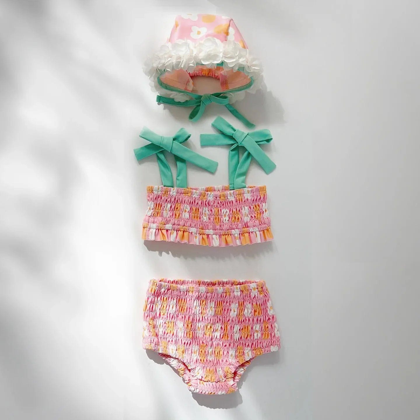 Pink Two Piece / 6-9M Vintage Floral Girls Swimwear