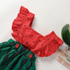Watermelon Printed Ruffles Fly Sleeve Jumpsuits
