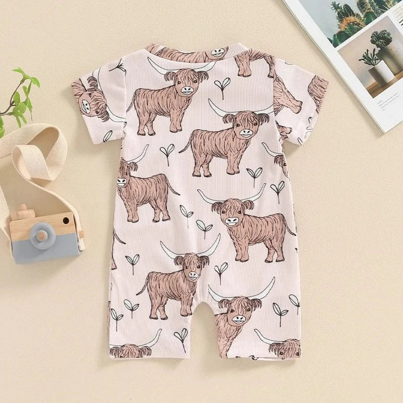 Western Cow Print Baby Romper