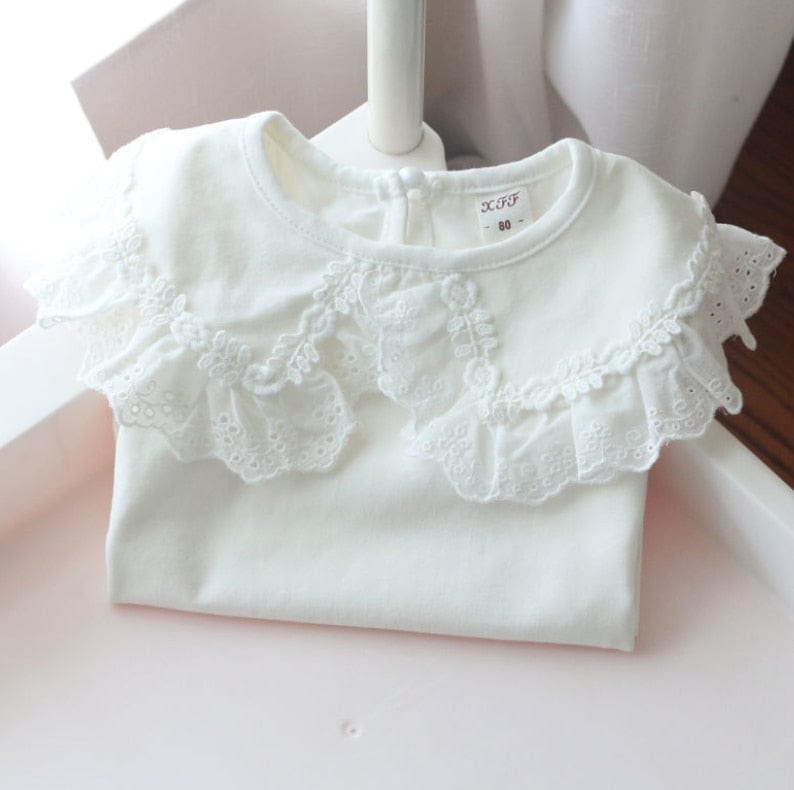 4 / 2T White Lapel children's bottom T-Shirt