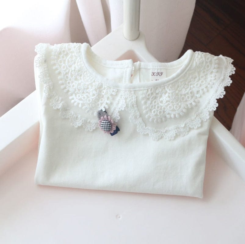 2 / 2T White Lapel children's bottom T-Shirt