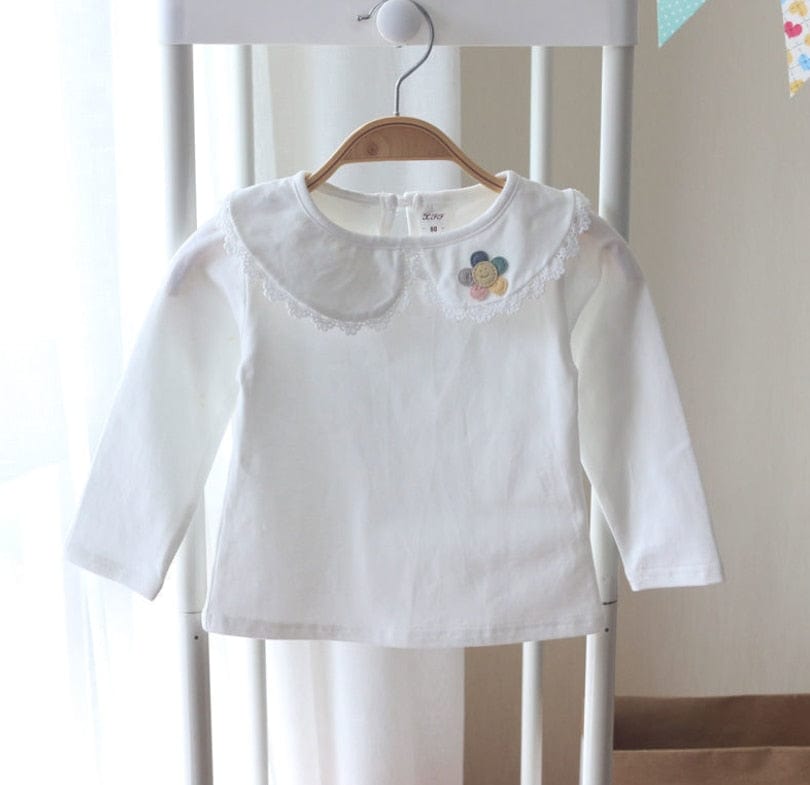 1 / 2T White Lapel children's bottom T-Shirt