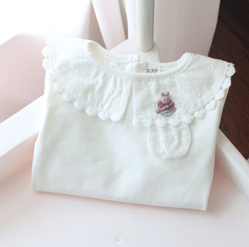 3 / 2T White Lapel children's bottom T-Shirt