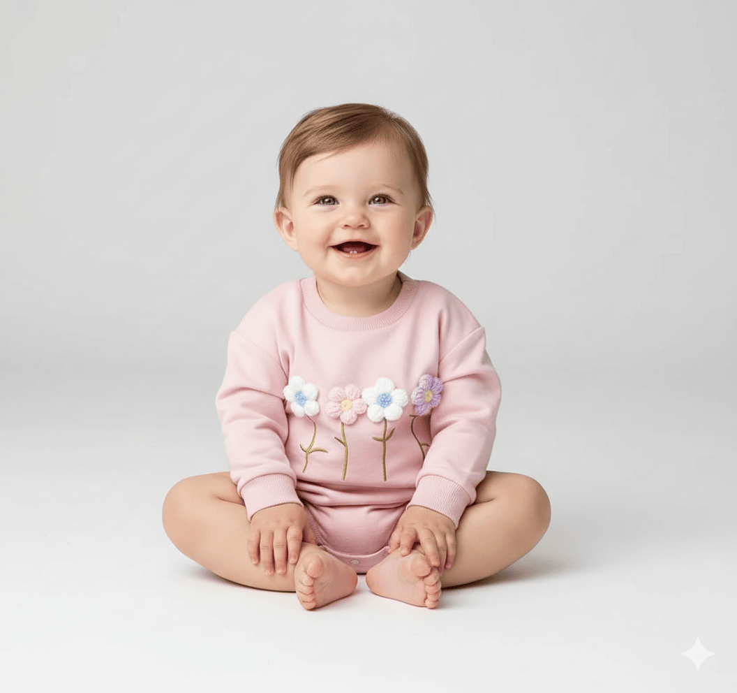Wildflower Row 3D Floral Sweatshirt Romper