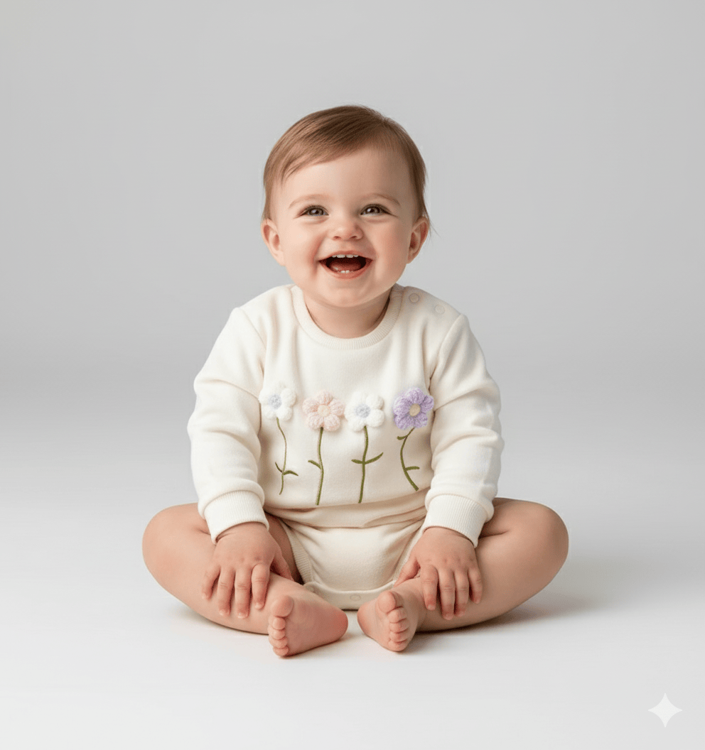 Wildflower Row 3D Floral Sweatshirt Romper