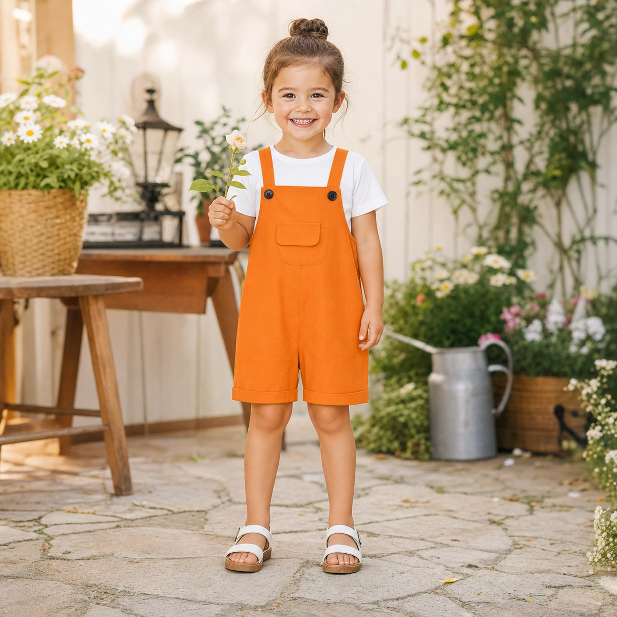 Kids Colorful Candy Color Overalls Shorts