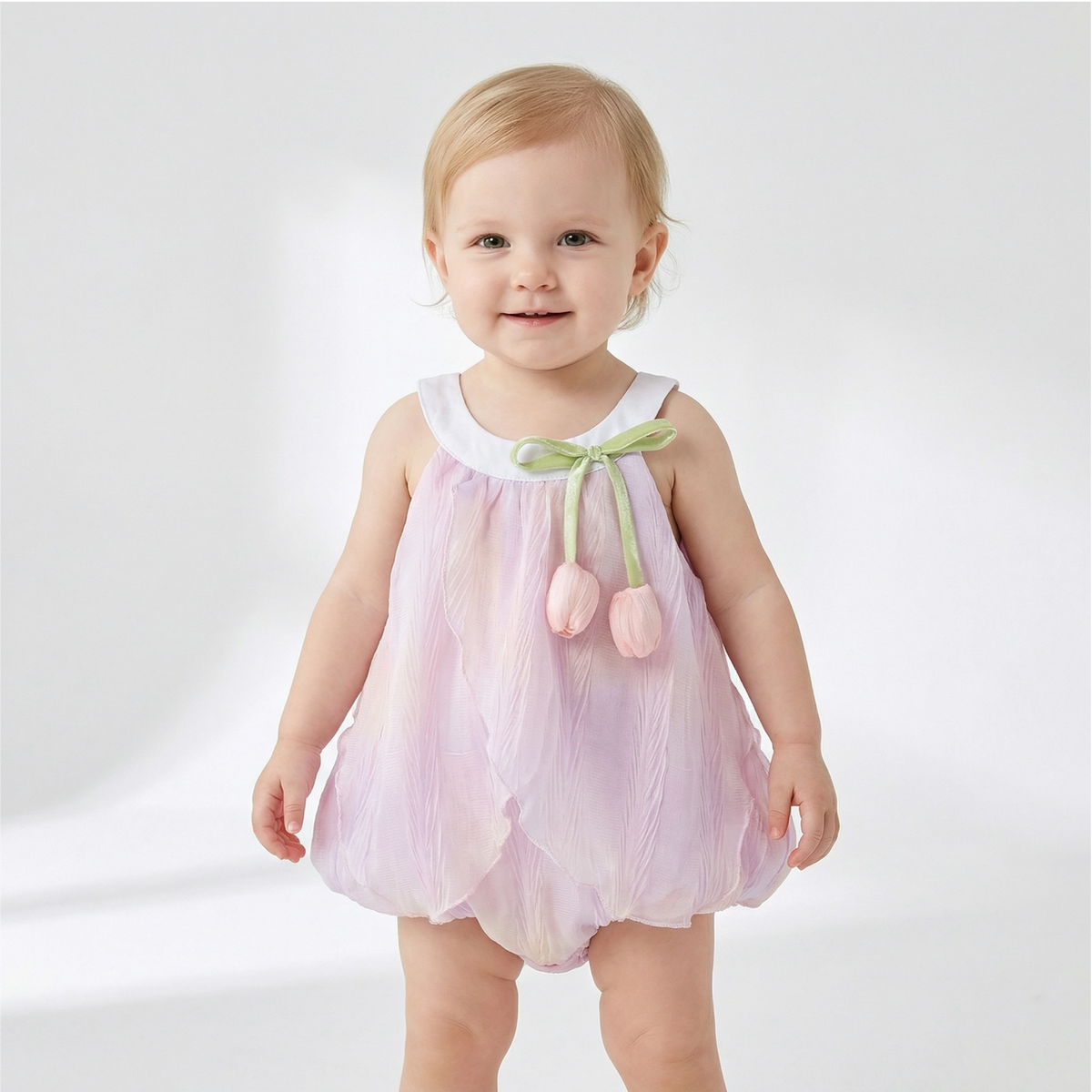 Adorable Baby Girls Tulip Decor Bodysuit