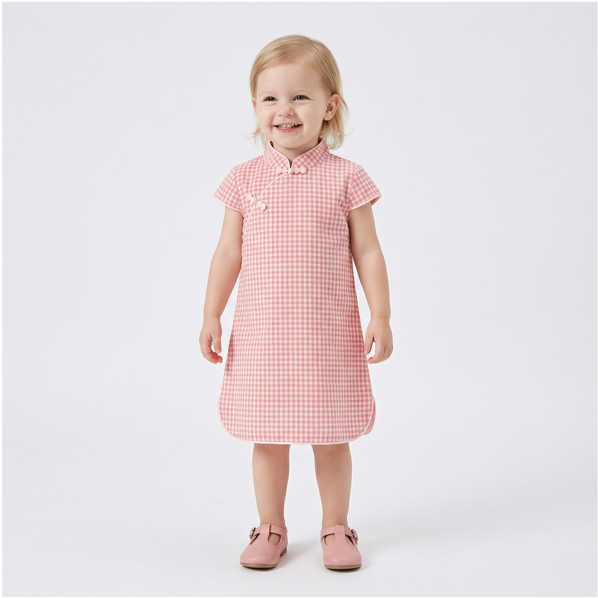 Girls' Cotton-Linen Style Summer Cheongsam Dress