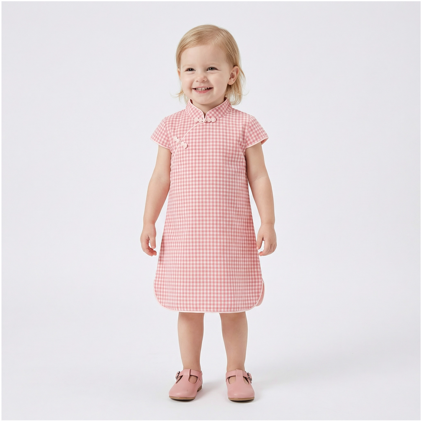 Girls' Cotton-Linen Style Summer Cheongsam Dress