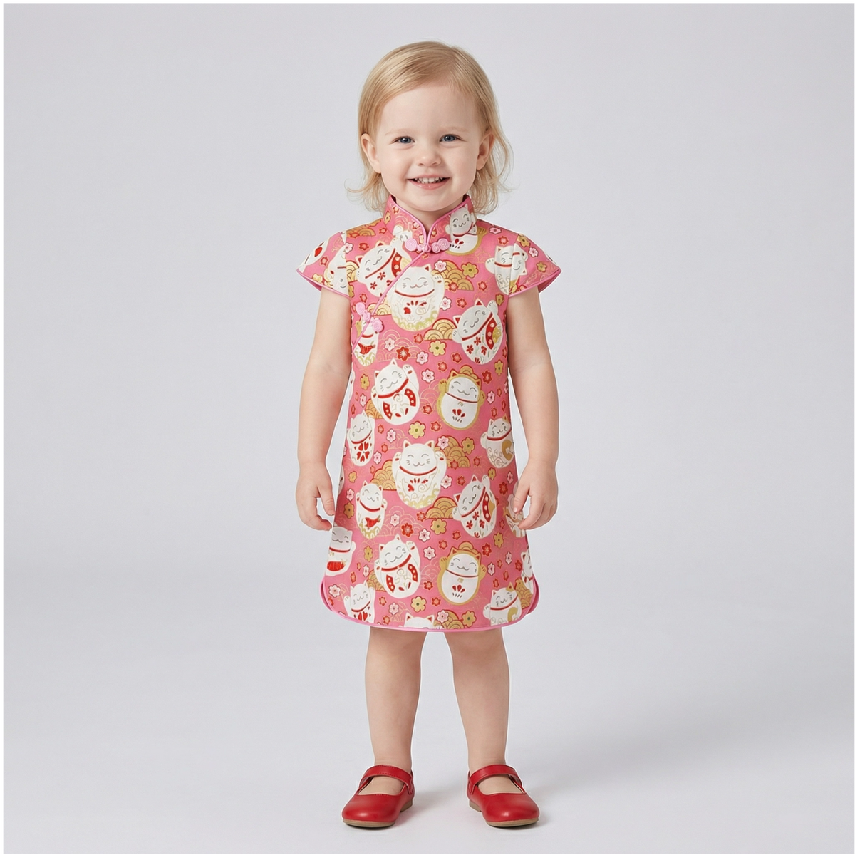Girls' Cotton-Linen Style Summer Cheongsam Dress