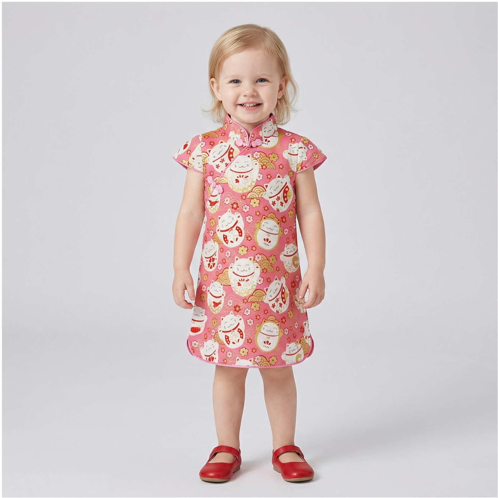 Girls' Cotton-Linen Style Summer Cheongsam Dress