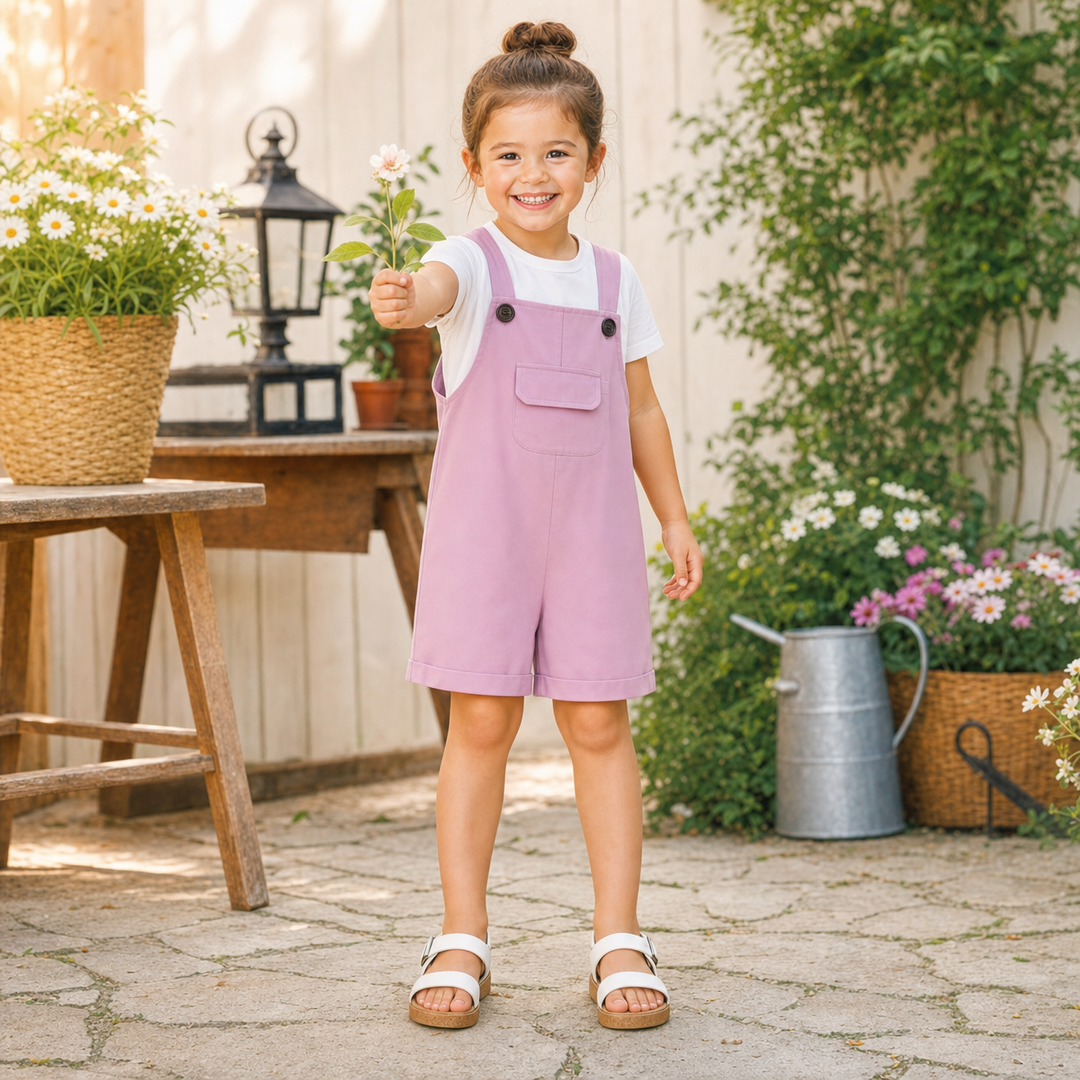 Kids Colorful Candy Color Overalls Shorts