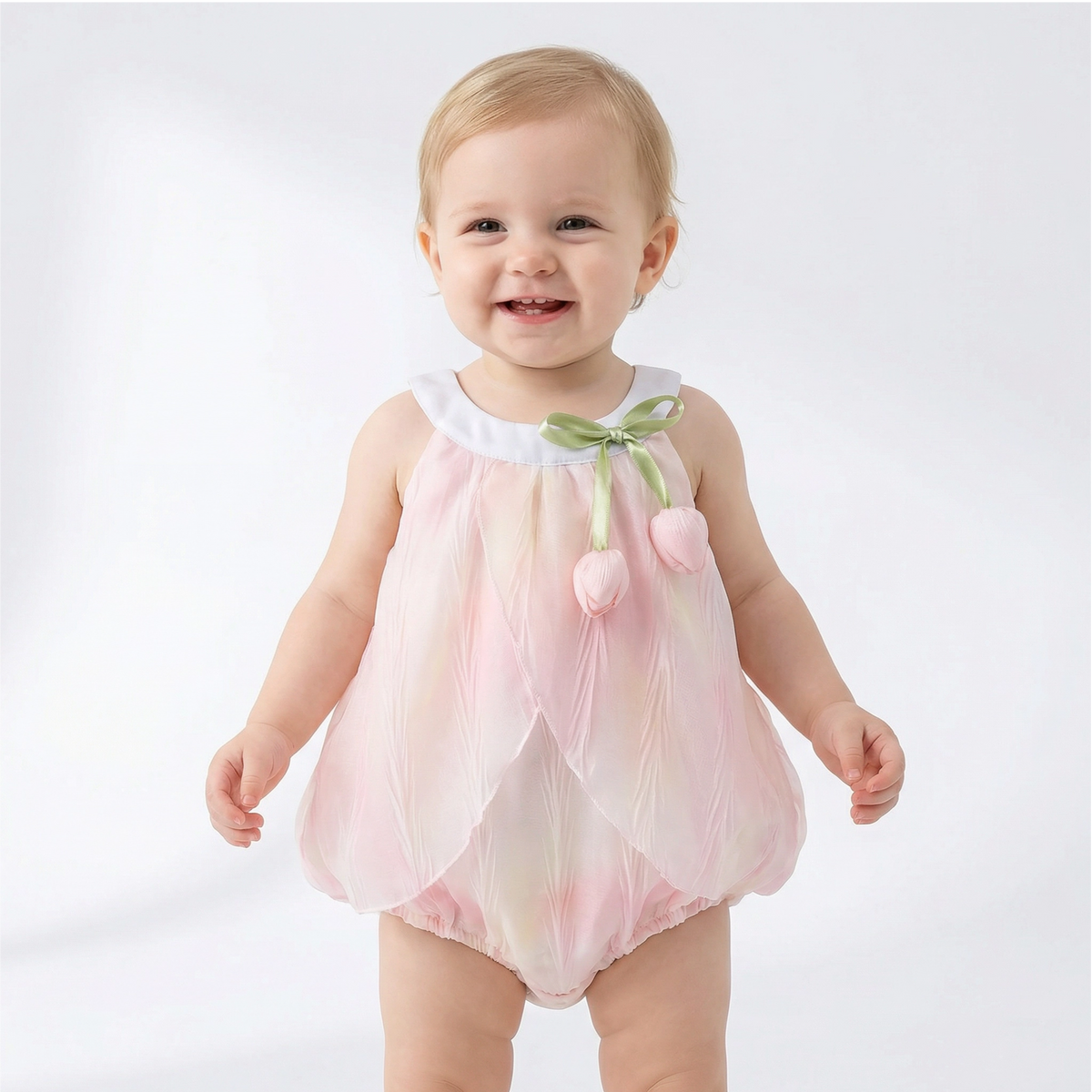 Adorable Baby Girls Tulip Decor Bodysuit