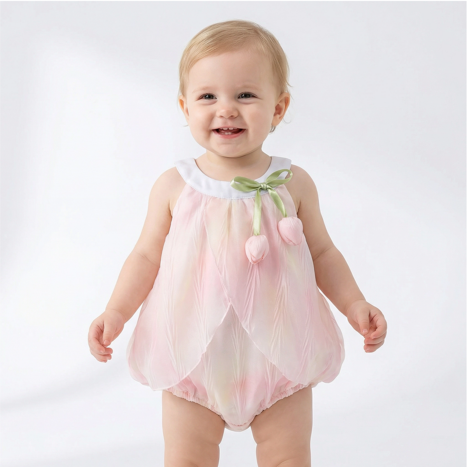 Adorable Baby Girls Tulip Decor Bodysuit