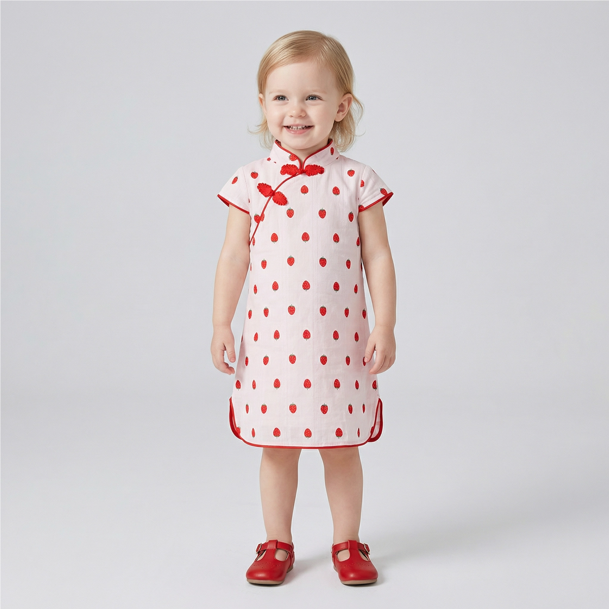 Girls' Cotton-Linen Style Summer Cheongsam Dress