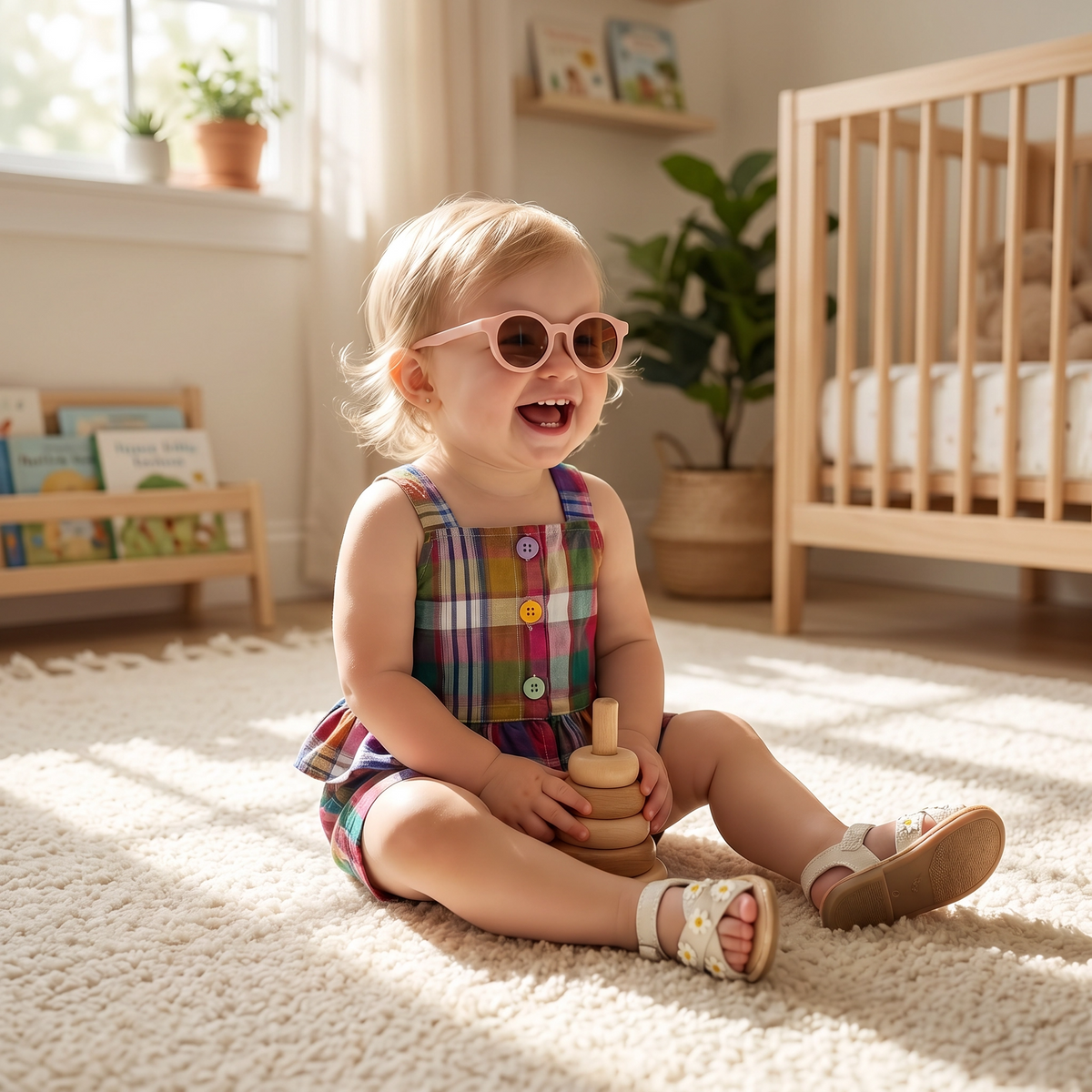 Simple Plaid Camisole Top & Shorts Set for Baby Girls