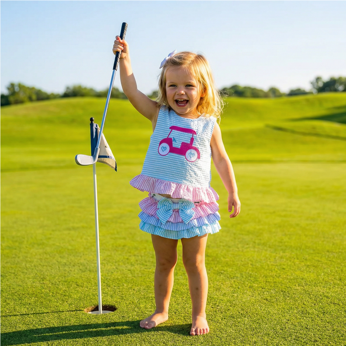 2 Piece Golf Cart Top and Bow Shorts Set