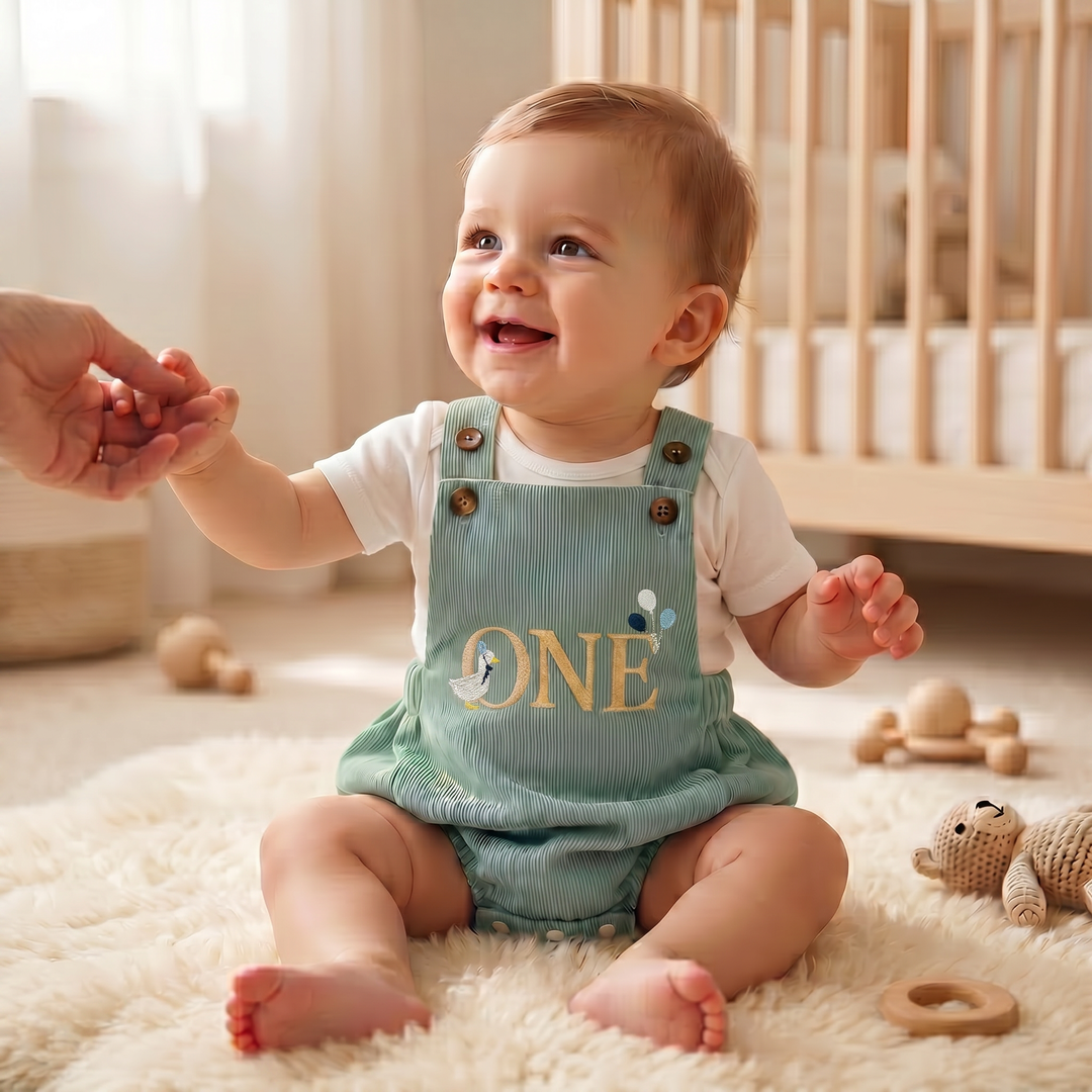 Modern Letter & Animal 1st Birthday Bubble Romper