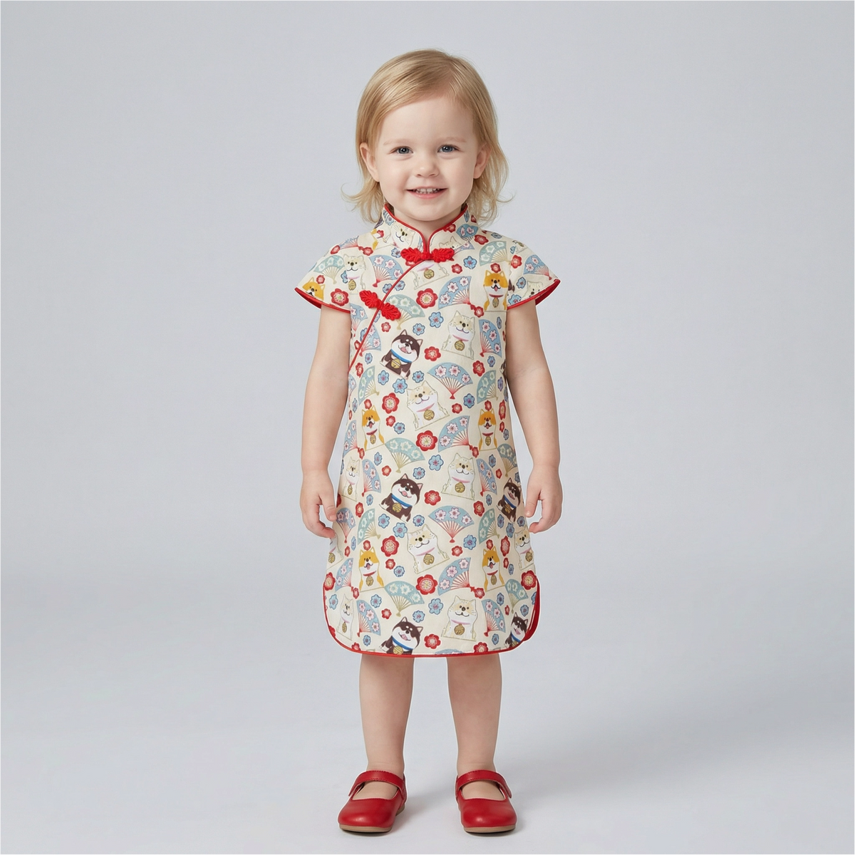 Girls' Cotton-Linen Style Summer Cheongsam Dress
