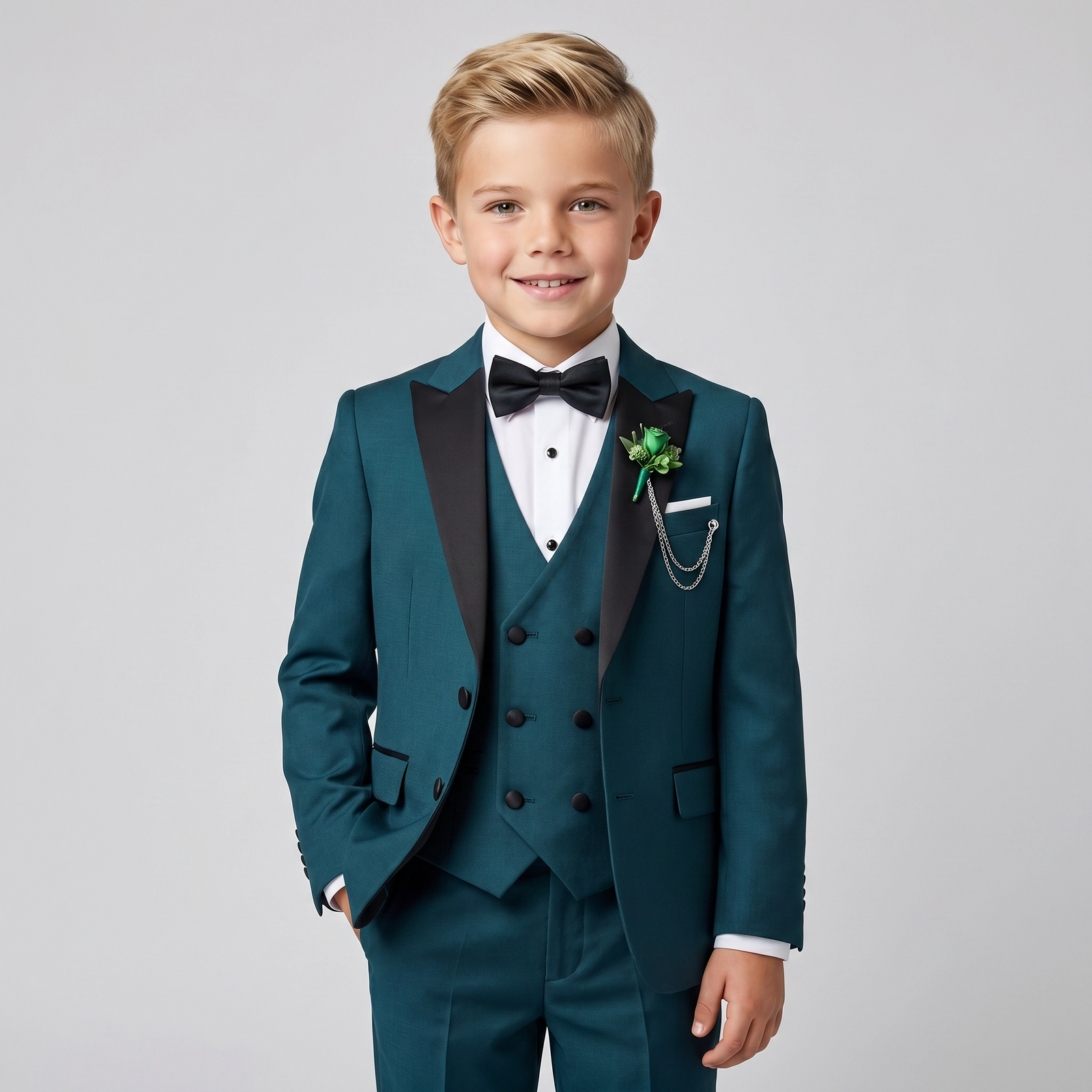 3-Piece Elegant Burgundy Tuxedo Suit Set for Boys