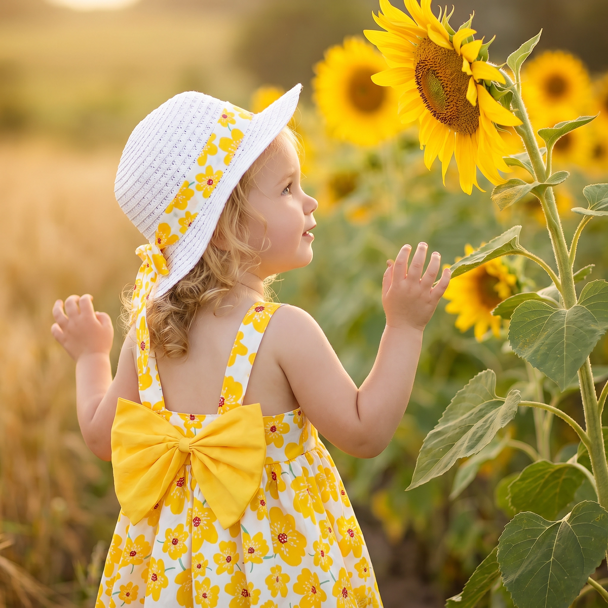 Floral Sling Dress & Gift Hat Set for Baby Girls