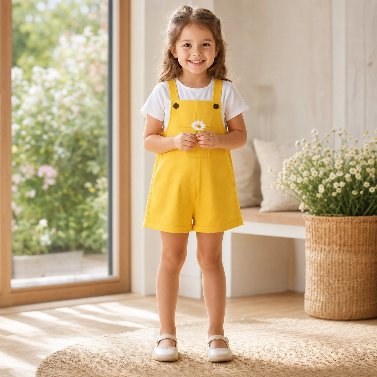 Kids Colorful Candy Color Overalls Shorts