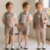 Khaki Striped Suit Set Boy&#39;s Suspenders