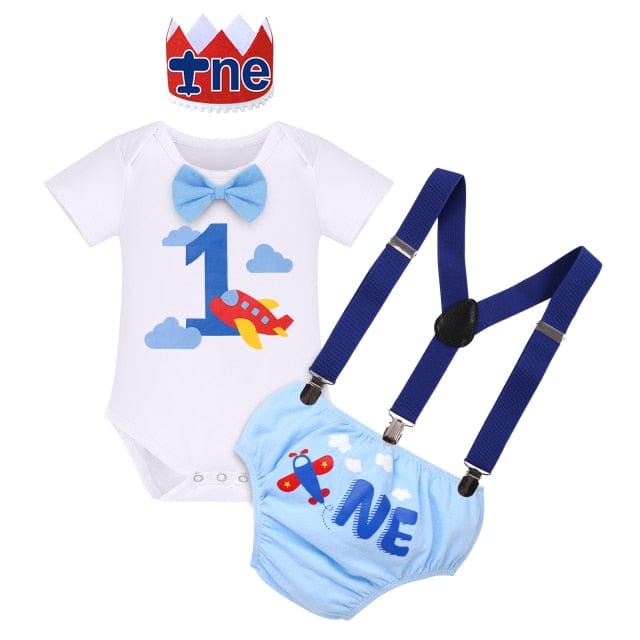 Airplane light blue / 12M 1 Year Newborn Baby Boys Cake Smash