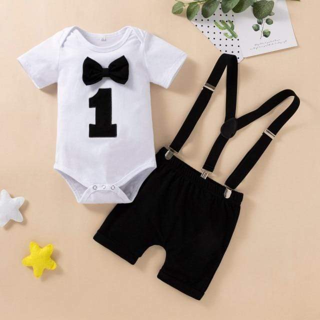 Boy's Clothing Black / 18M 1st Birthday Boy Romper Outfit