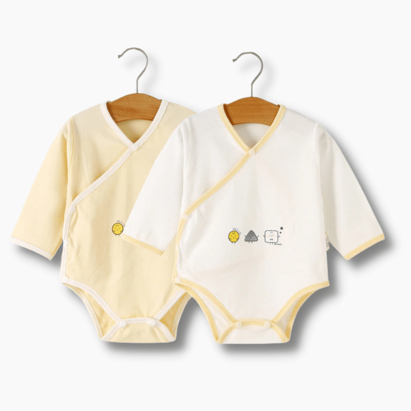 2 Pcs Long Sleeve Graphic Print Baby Romper