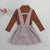 Girl's Clothing 2 Pieces Suit Solid Turtleneck Tops+Plaid Suspender Skirt