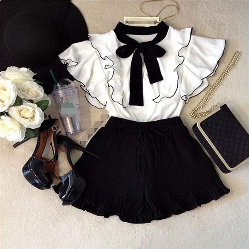 Girl's Clothing 2PCS Sweet Girls Clothes Sets  Ruffle T-shirt Tops+Pants Outfits 2019 Summer Casual Kids Sets Children's Clothing 2-7Y