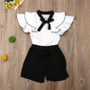 Girl&#39;s Clothing Black and White / 5-6Years 2PCS Sweet Girls Clothes Sets  Ruffle T-shirt Tops+Pants Outfits 2019 Summer Casual Kids Sets Children&#39;s Clothing 2-7Y