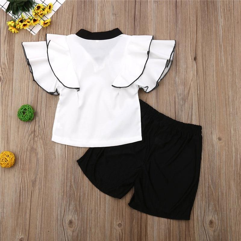 Girl's Clothing 2PCS Sweet Girls Clothes Sets  Ruffle T-shirt Tops+Pants Outfits 2019 Summer Casual Kids Sets Children's Clothing 2-7Y