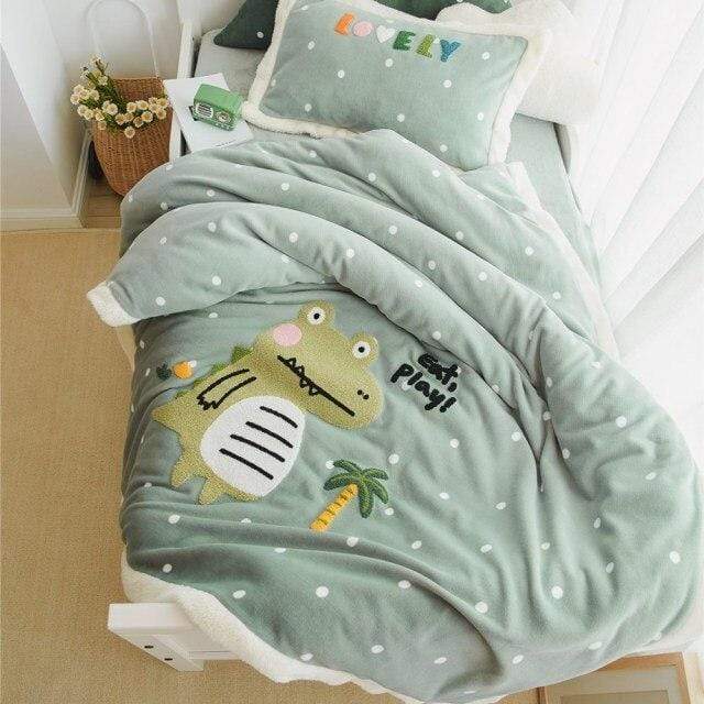 D / Flat Sheet -3pcs 3 pcs Coral Fleece Sherpa Blanket