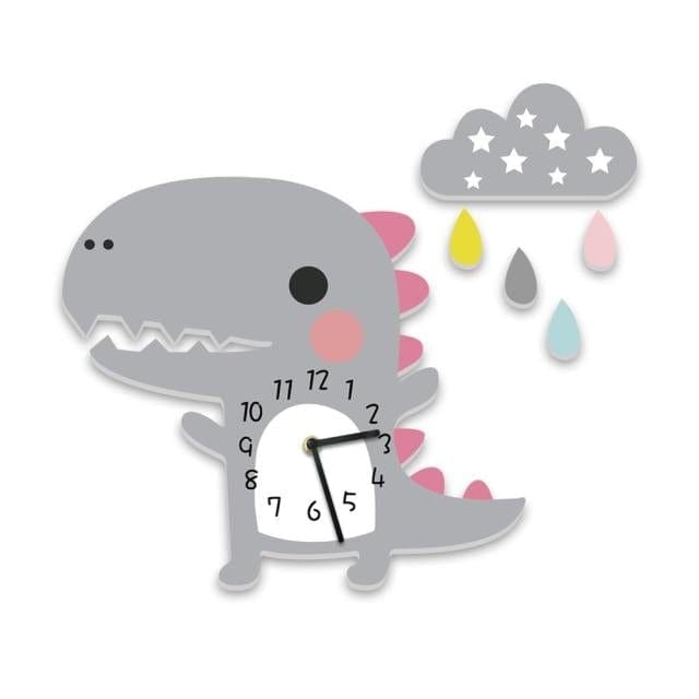 grey 3D Cartoon Cute Dinosaur Wall Clock