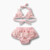 Girl&#39;s Clothing 3D Flowers Lace-Up Bikini Set