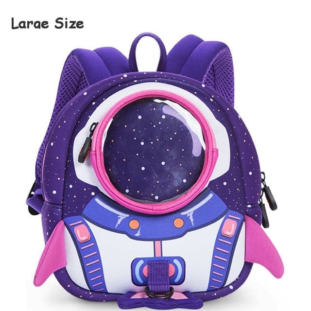 large purple 3D Rockets Anti-lost School Bags
