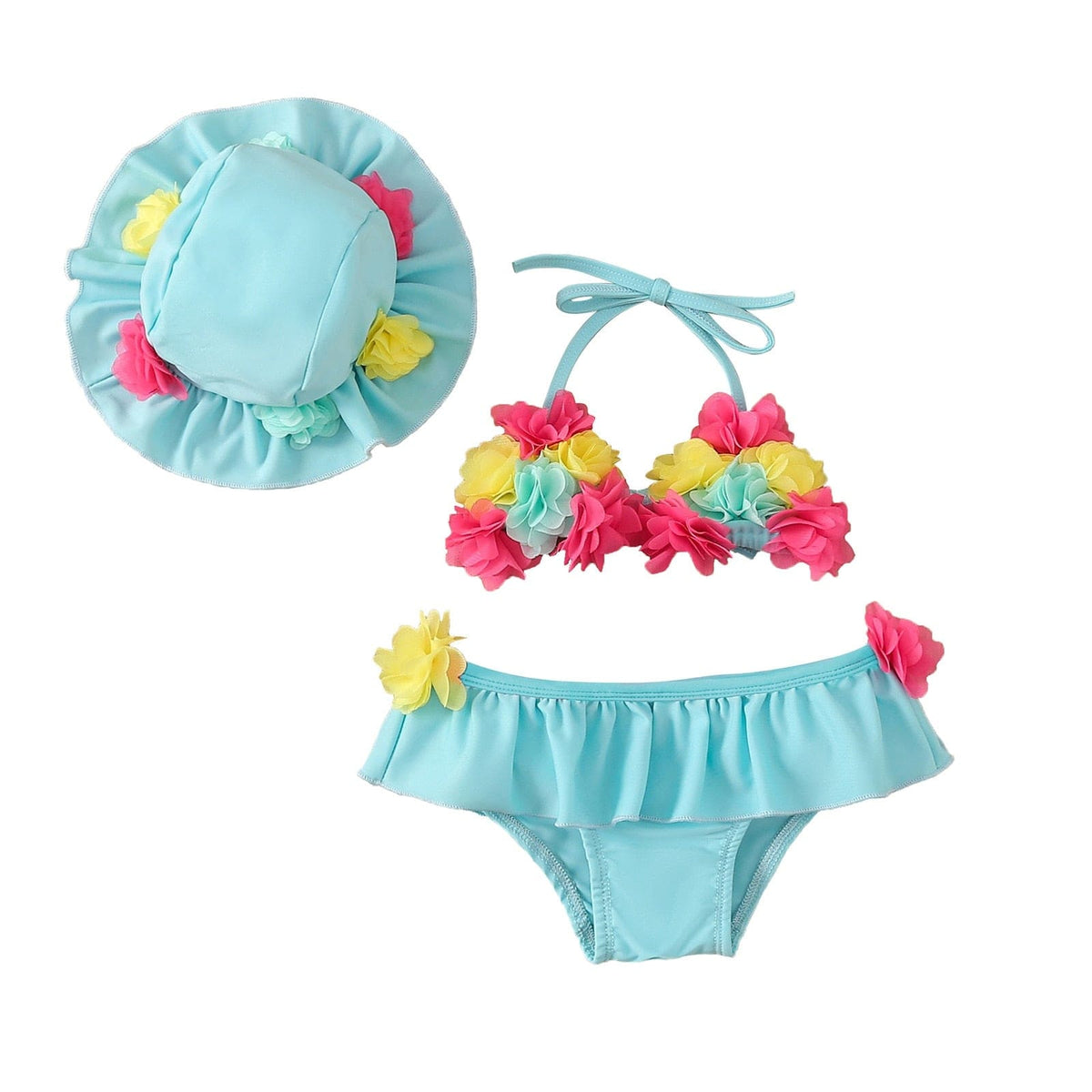 Blue / 6M 3Pcs Girls Bikini Sets B