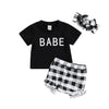 black / 12M 3pcs Short Sleeve Babe Letter Outfit
