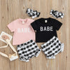 3pcs Short Sleeve Babe Letter Outfit