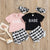 3pcs Short Sleeve Babe Letter Outfit