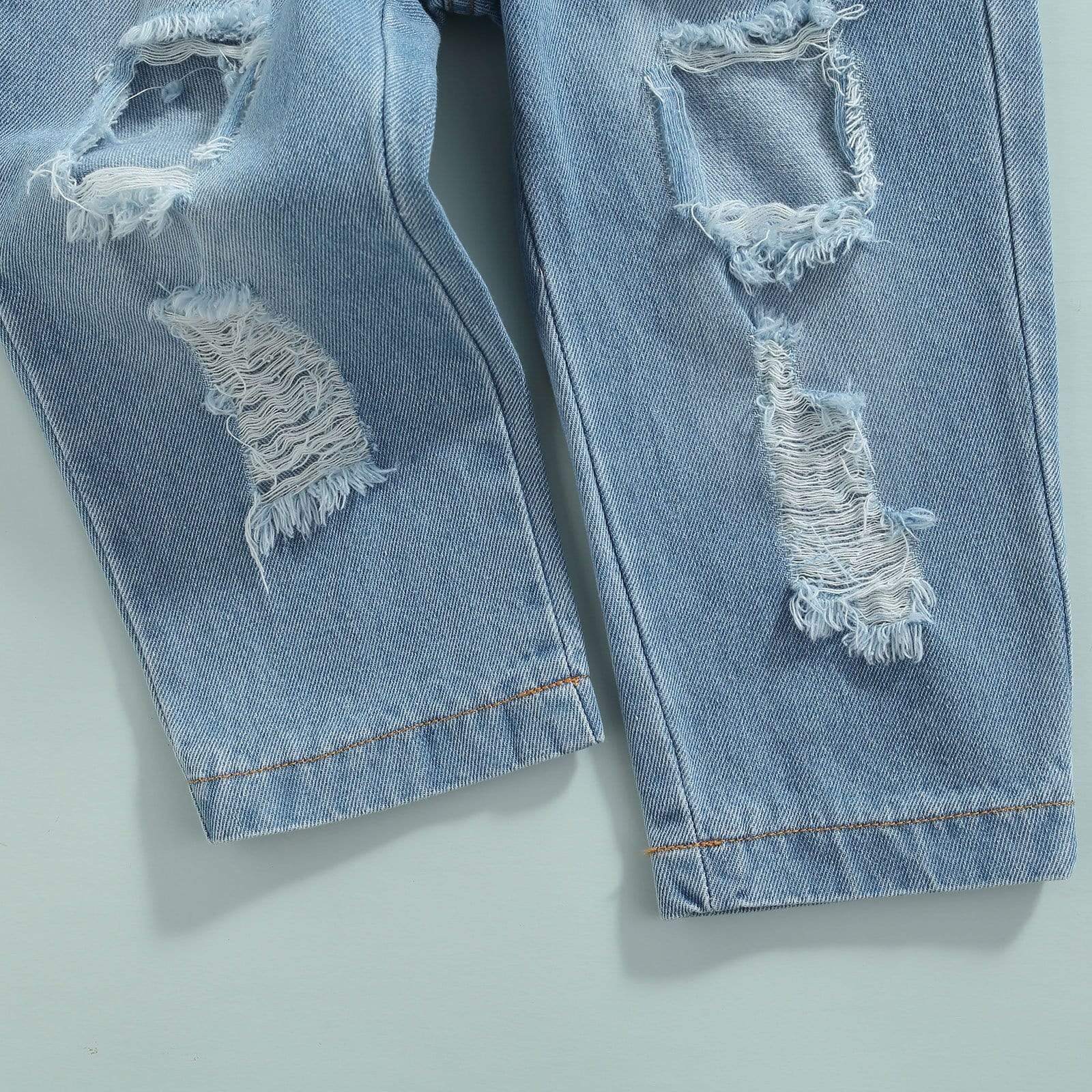 Girl's Clothing 3pcs Solid Color Long Sleeve Shirt Tops+Denim Vest+Jeans Pants