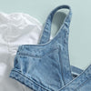 Girl&#39;s Clothing 3pcs Solid Color Long Sleeve Shirt Tops+Denim Vest+Jeans Pants