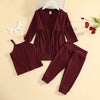 Red / 18M 3pcs Solid Knit Long Sleeve Cardigan