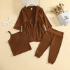 Brown / 18M 3pcs Solid Knit Long Sleeve Cardigan