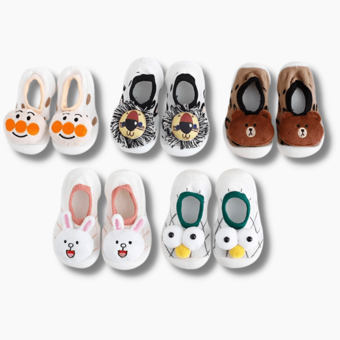 Adorable Baby Socks with Rubber Soles White 24 25